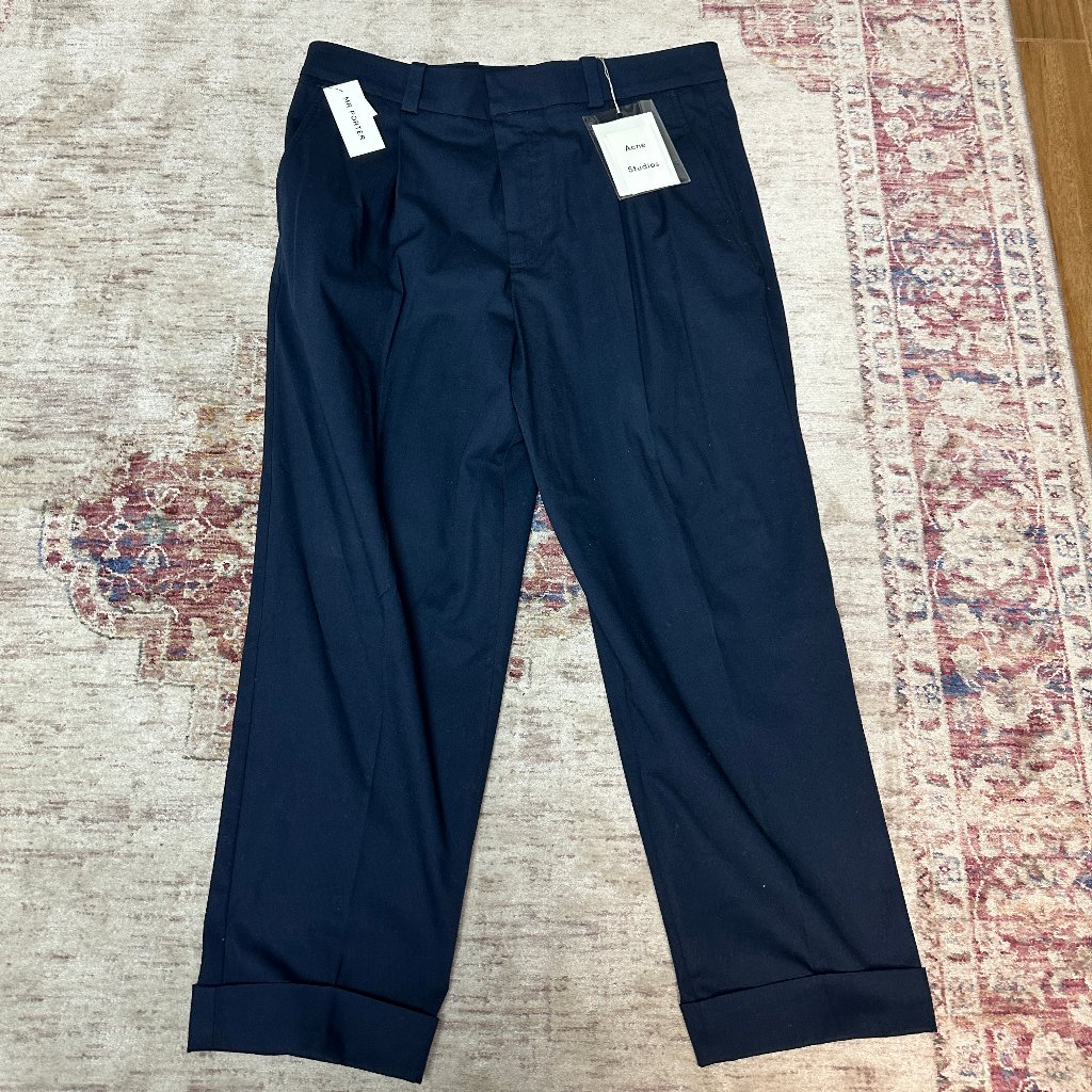Acne Studios Mens Navy Blue Cropped Trousers Size 38 54 Brand New